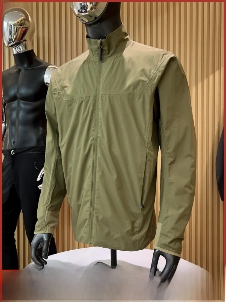 

Outdoor Men's Casual Fce Lined Jaet Lightweight Waterproof Windproof Stand Collar Zipper Closure Autumn Winter Coat