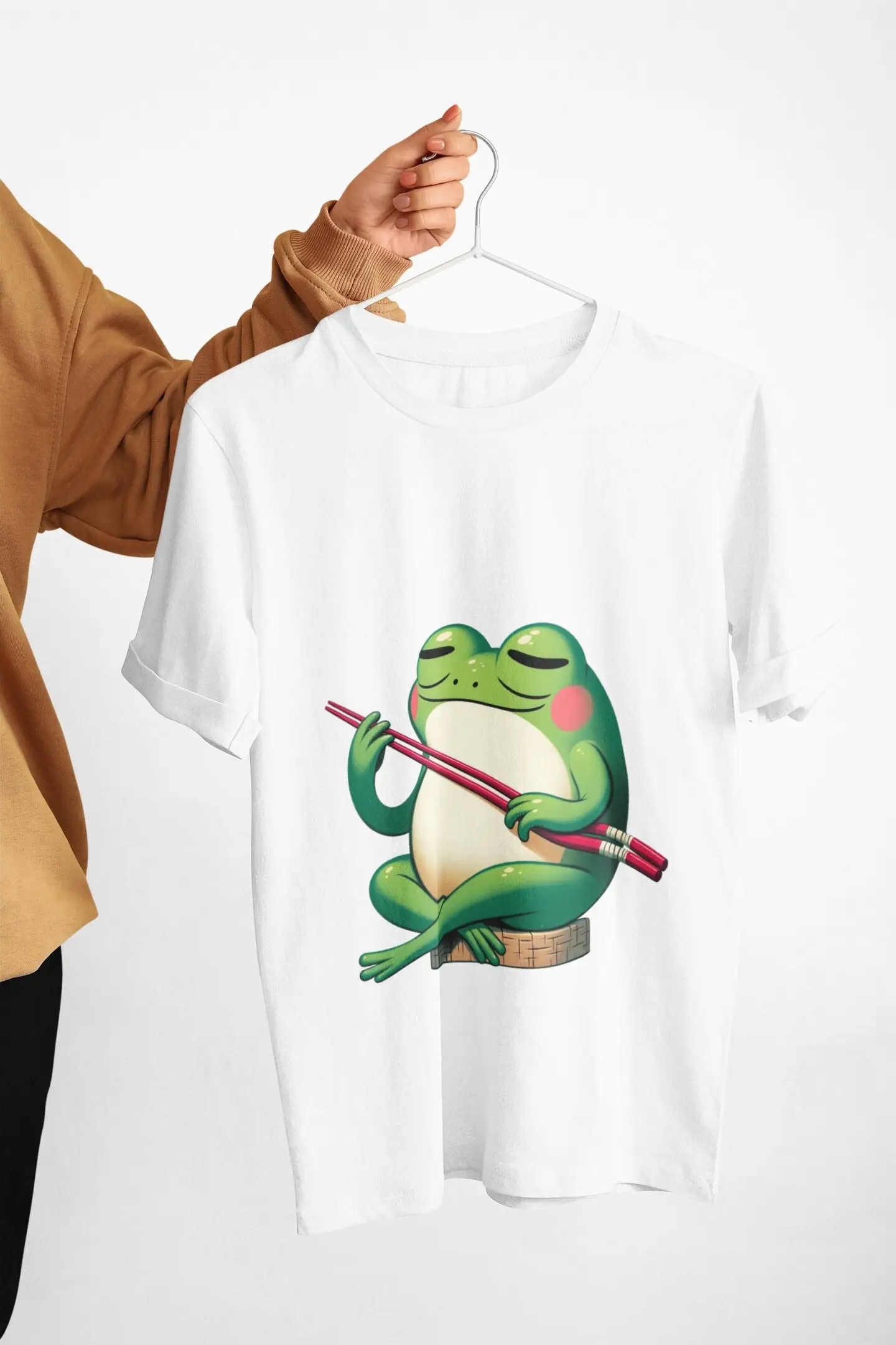 Zen Frog T Shirt Comfortable Top with Cultural Flair Unique Amphibian Art Apparel for All Asian Inspired Fashion