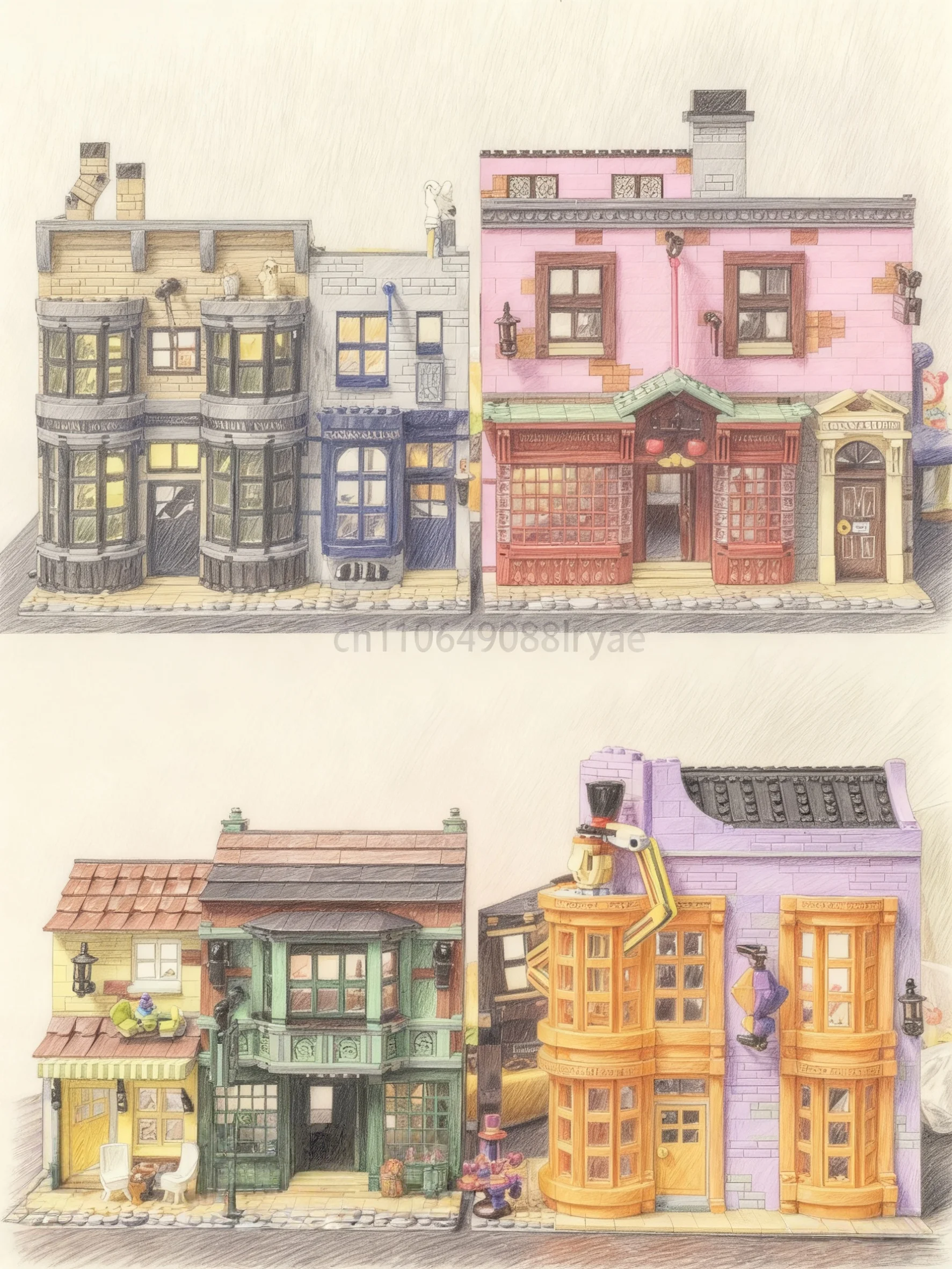 

5544pcs New Product Adjacent Alley Street View Model Desktop Decoration Decoration Festival Christmas Birthday Gift Children