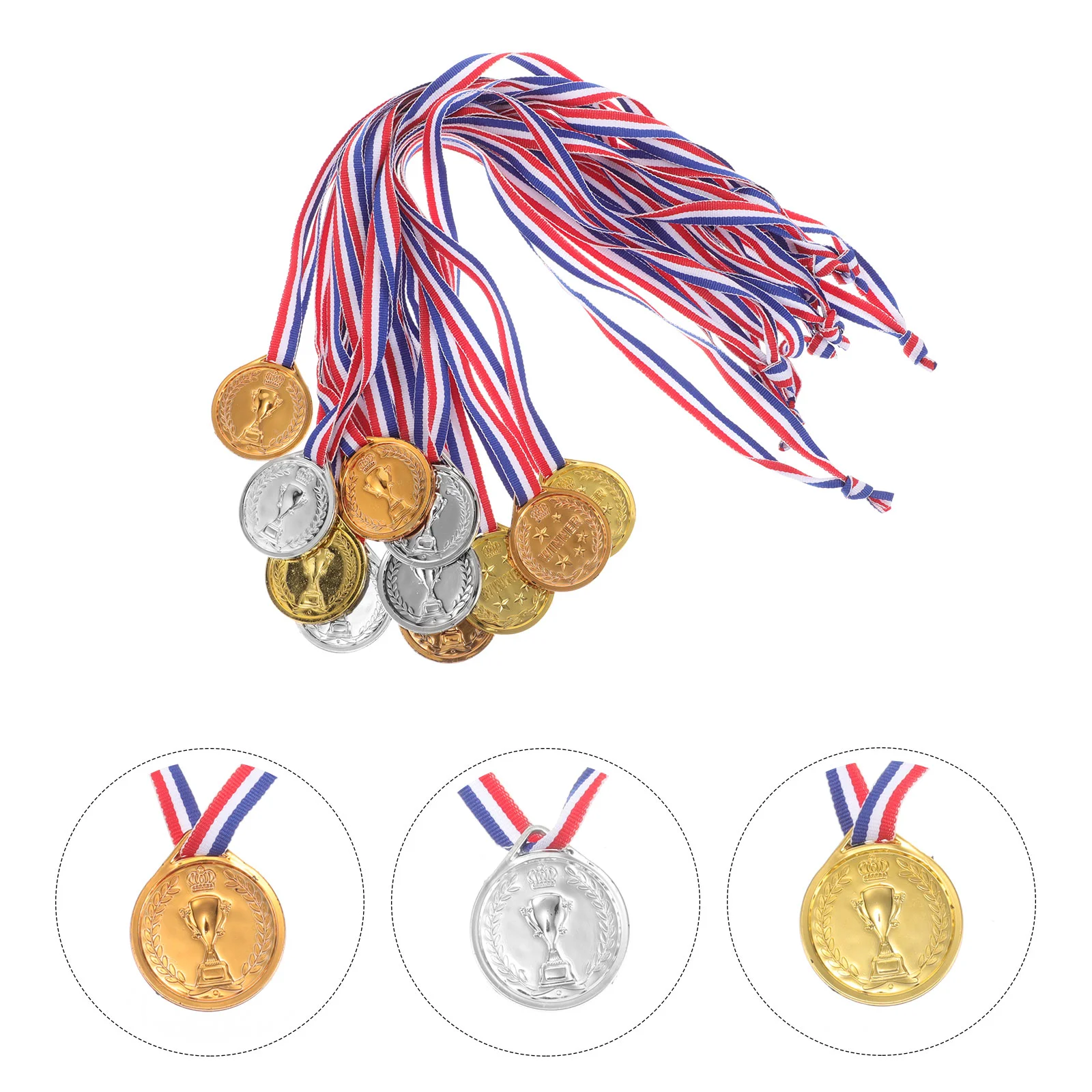 

12 Pcs Children's Medal Toys Plastic Medals Basketball Games Prizes Football Cup Makeup Costume Props