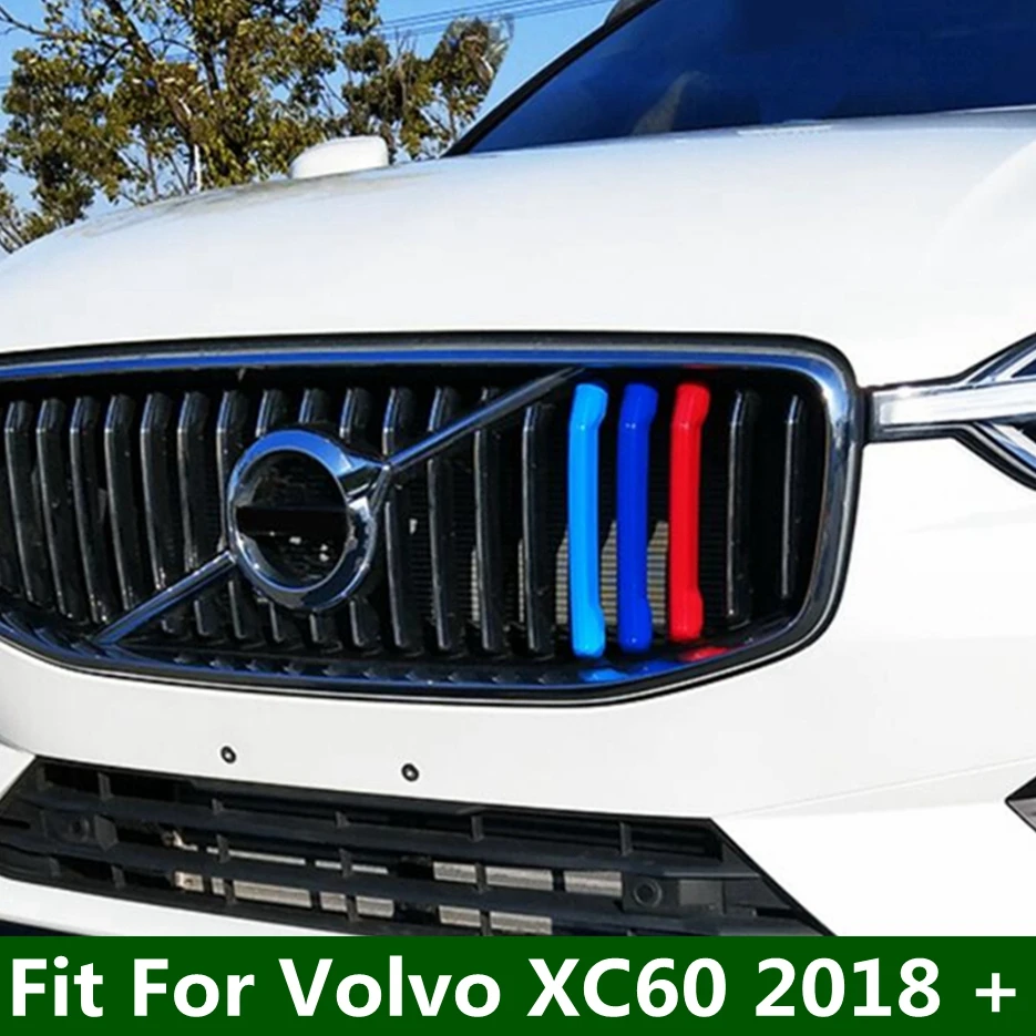 

Tricolor Front Head Grille Grill Lid Decoration Sport Stripes Cover Trim Fit For Volvo XC60 2018 - 2021 Auto Accessories