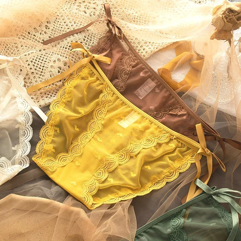 المرأة مقوس دانتيل سراويل الصيف تنفس الجوف خارج الحب القلب الشريط ملخصات امرأة مثير Pantys العشير السروال M L XL