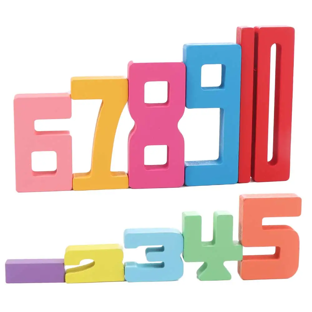 اللبنات الرقمية الخشبية الجسيمات الكبيرة التعليمية ثلاثية الأبعاد لغز رقمي تجميع الطوب لعبة التوازن كتل التراص