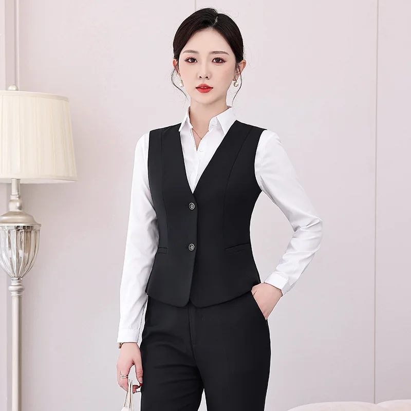

Professional Suit Vest Set for Women Spring and Autumn Workwear Vest Civil Servant Formal Wear Bank Hotel Front Desk Work Unifor