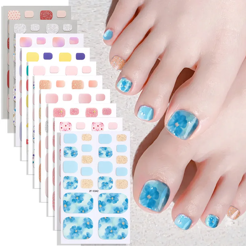 

Gradual change French scallion powder nail oil film toenail sticker bronzing laser cross-border waterproof toenail nail sticker