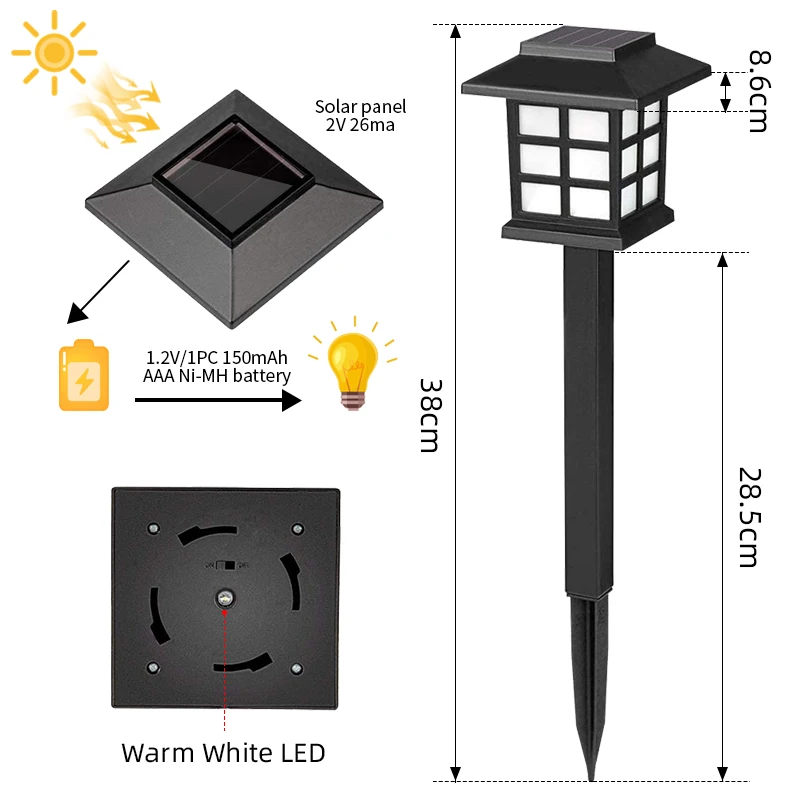 Solar Lights Outdoor Led Solar Lawn Pathway Waterproof Light For Garden Yard Patio Walkway Lamp Christmas Decoration 2/6/8/12pcs