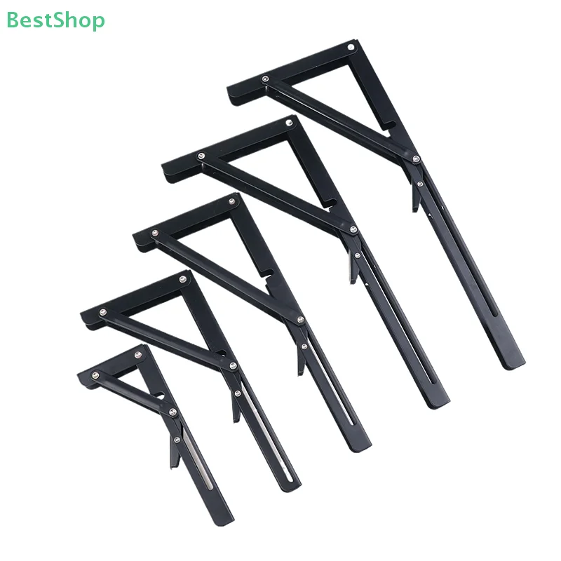 1/2Pcs Cold Rolled Steel Collapsible Shelf Heavy Duty Triangle Folding Angle Shelf Bracket For Table Work Bench Wall Mounted