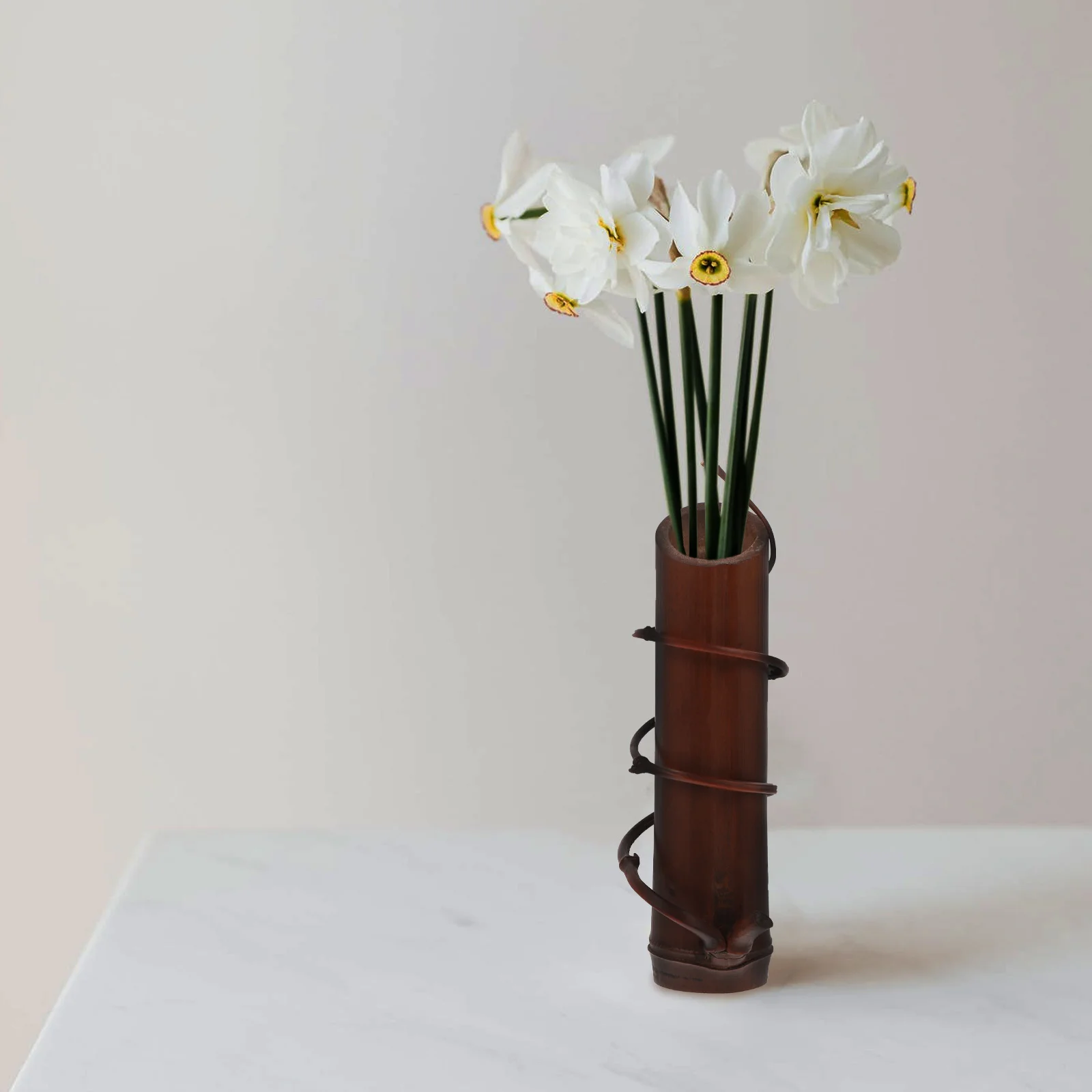 

1Pcs Creative Flower Arrangement Vase Vintage Chinese Style Dark Red Desktop Home Decoration Flower Container Desktop Adornment