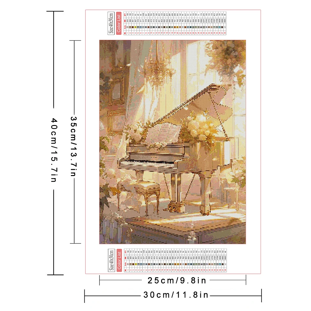 AZQSD Diamond Painting Piano Music Landscape Home Decor Rhinestones Diy 30x40cm Embroidery Sale Scenery Needlework Art Gift