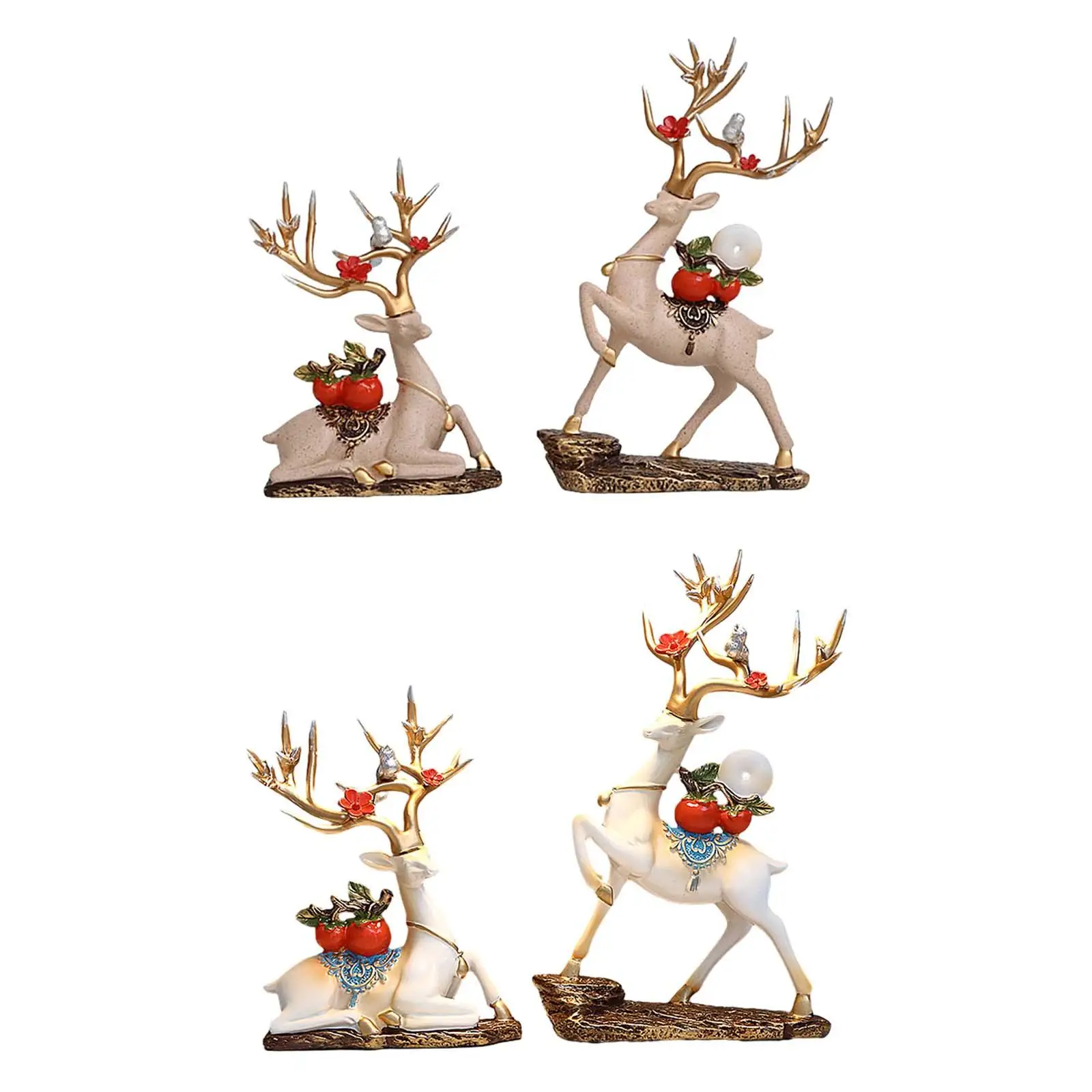 

2pcs Reindeer Statues Deer Figurine Collectible Gift European Animal Sculpture