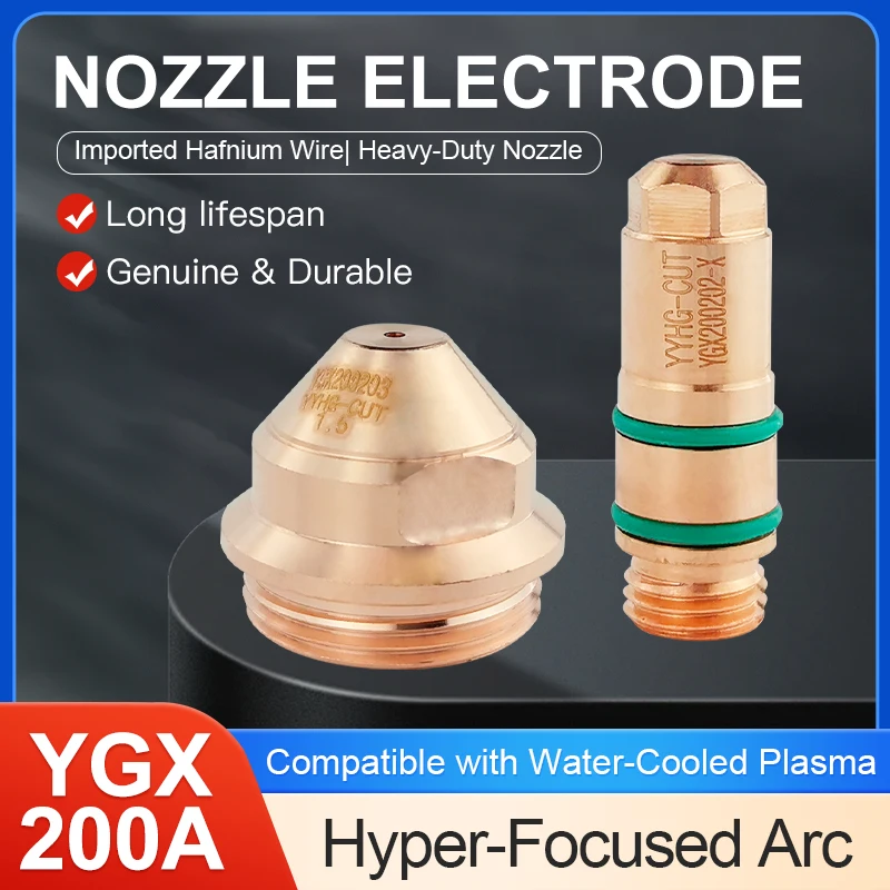 Yueyang YGX200A أجزاء شعلة قطع البلازما لتبريد المياه 50 قطعة أقطاب لحام وحام دقيقة YGX200 YGX200202