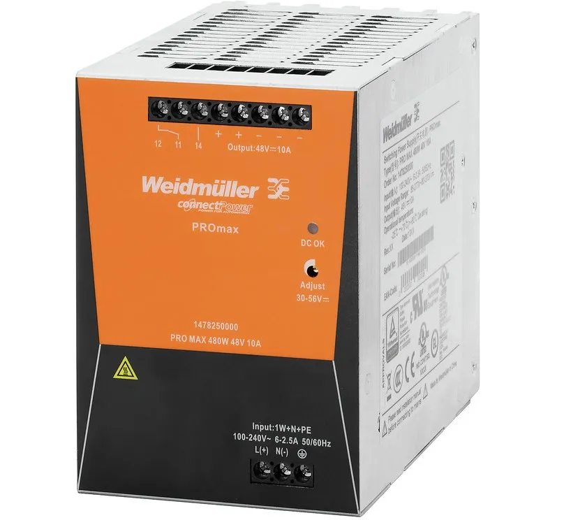 

Weidmuller 1478140000 PRO MAX 480W 24V 20A Power Supply Switch-mode Power Supply Unit 24 V