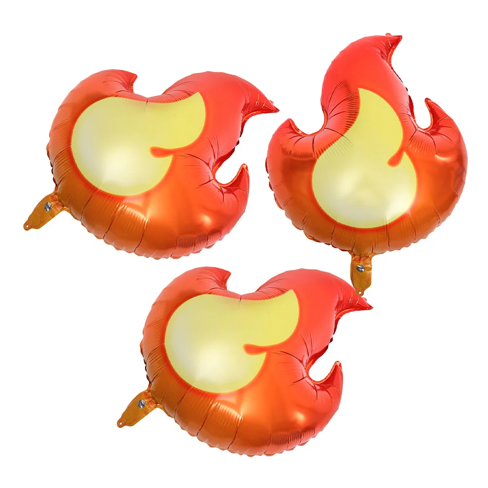 

3Pcs Fire Flame Balloons Party Decorations Aluminum Foil Flame Shaped Birthday Balloons Durable Foil Fire Decorations