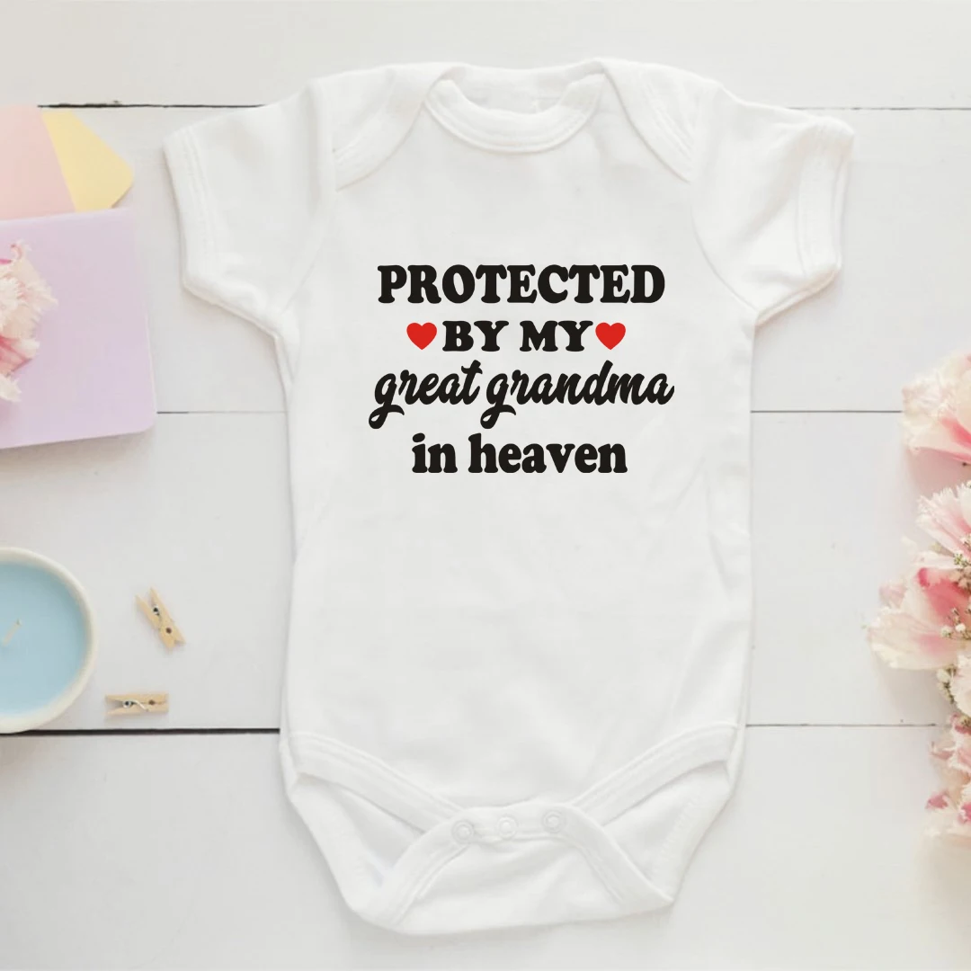 Newborn Infant Short Sleeve Bodysuits Toddler Rompers Letter Print Blessing Great Grandma For Baby Boys Girls Jumpsuits