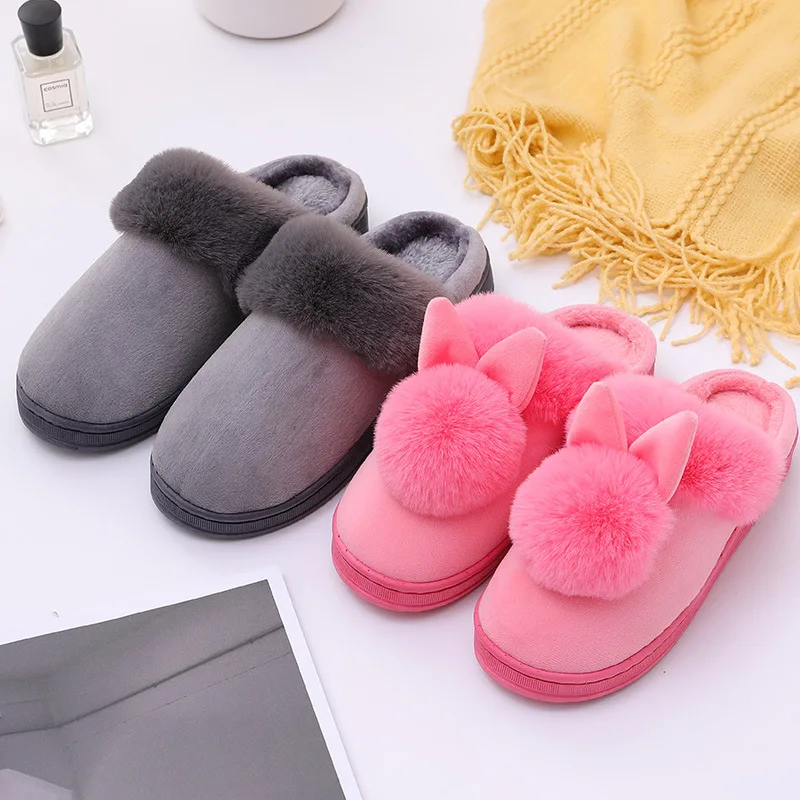 Cute Cartoon Winter Women Home Indoor Casual Slippers Female Fluffy Shoes Design Slides Ladies Soft Warm Personalized Sandals