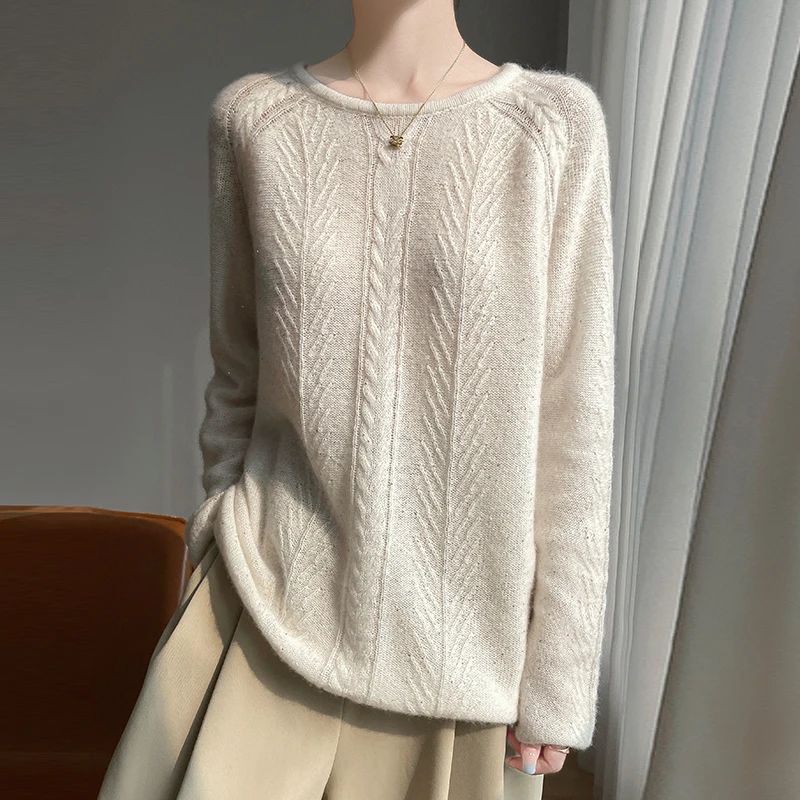 

Осень-зима, пуловер с круглым вырезом и рукавами реглан, женский пуловер из 100% кашемира, модный изысканный свитер, мягкий повседневный трикотаж