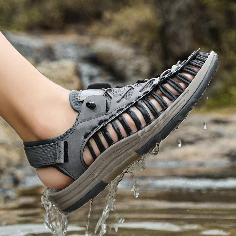 Summer New Sandals Men\'s Brand Designer Fashion Casual Outdoor Waders Large Size Hand-woven High Quality Beach Sandals For Men