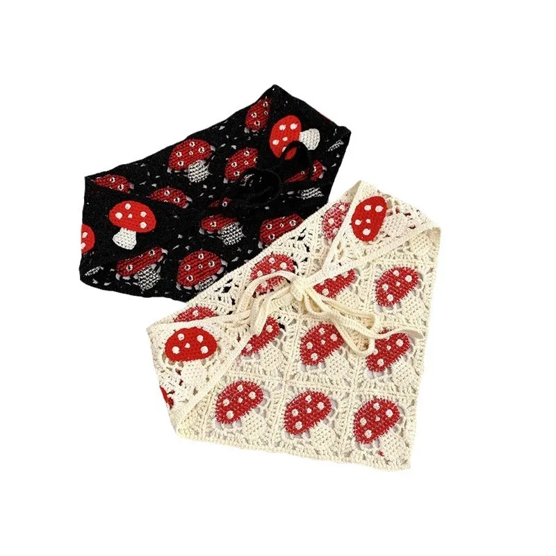 Летние прогулки Ins, милые стильные вязаные повязки для волос ручной работы, аксессуары для волос, вязаные крючки, повязки на голову с цветами, треугольные повязки на голову