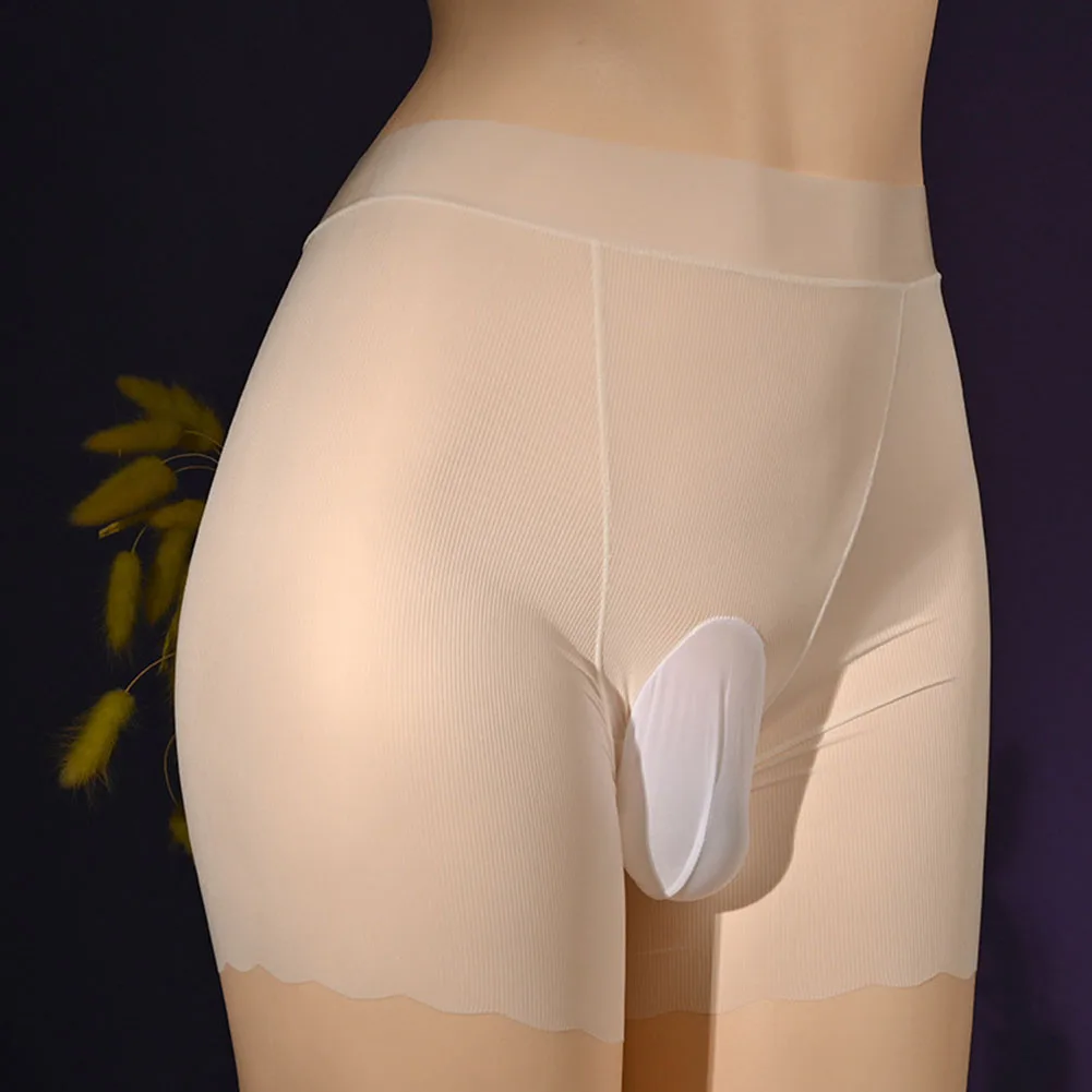 

Sexy Men's See Through Panties Transparent Boxer Briefs Elastic Waistband Ultra Thin Bottom Wear White Size