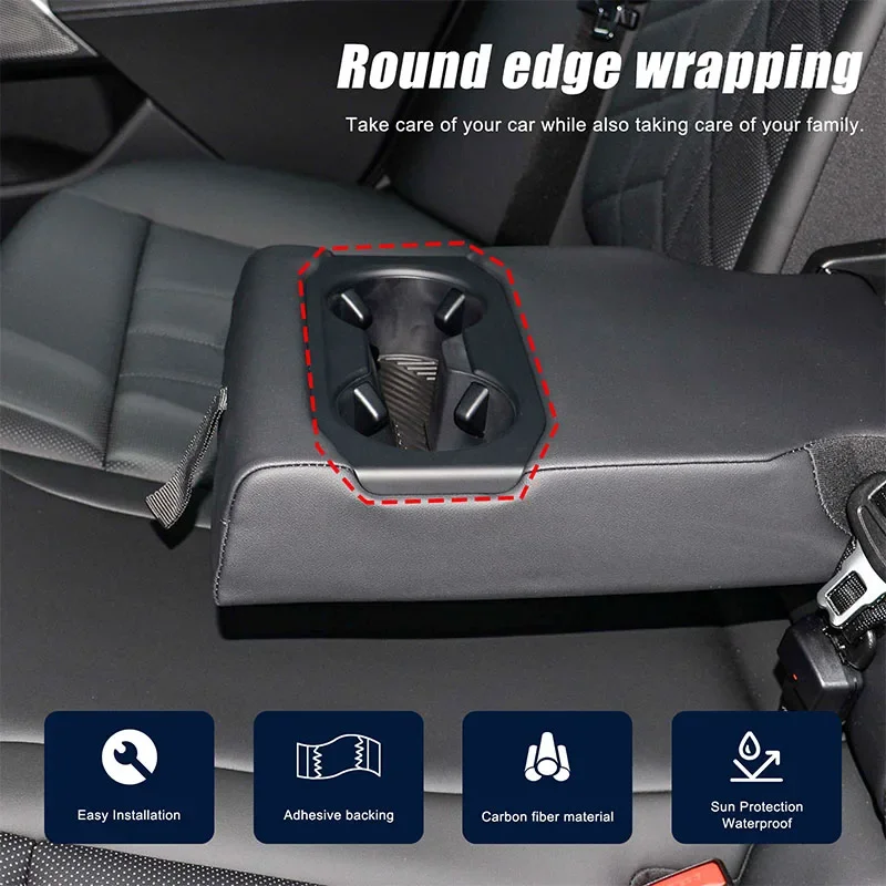 

For BMW 5 Series G60 2024 Real Carbon Fiber Car Rear Cup Holder Panel Decorative Cover Interior Modification Accessories