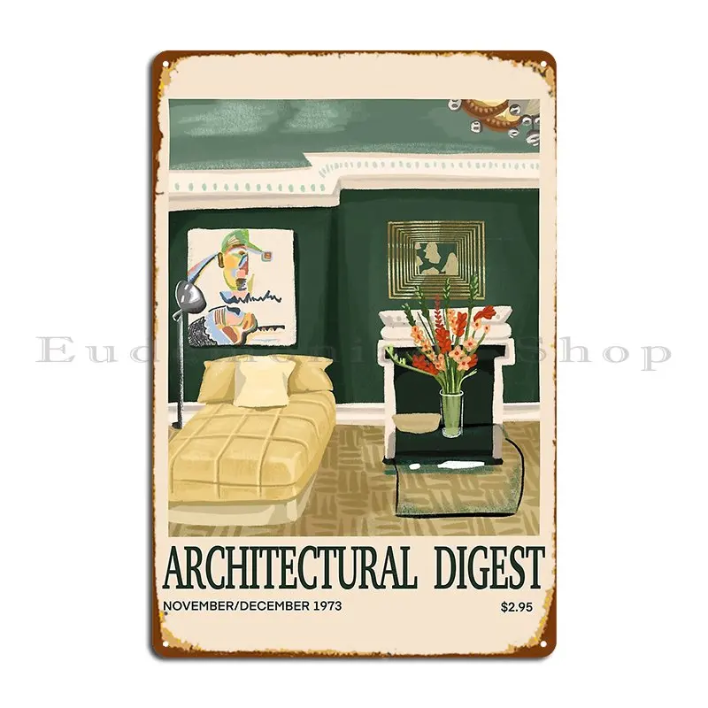 Архитектурный дайджест, винтажная Обложка 1973, металлический знак, дизайн ржавого кино, гаража, бара, пещера, жестяной плакат