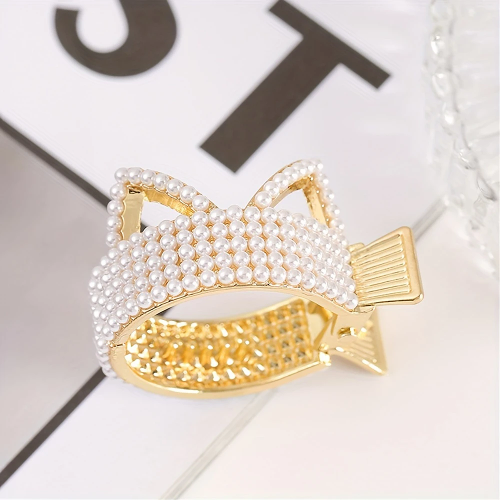

1PC Light Luxury Pearl High Ponytail Clip Clip Fixing Magic Tool Shark Clip Hairpin