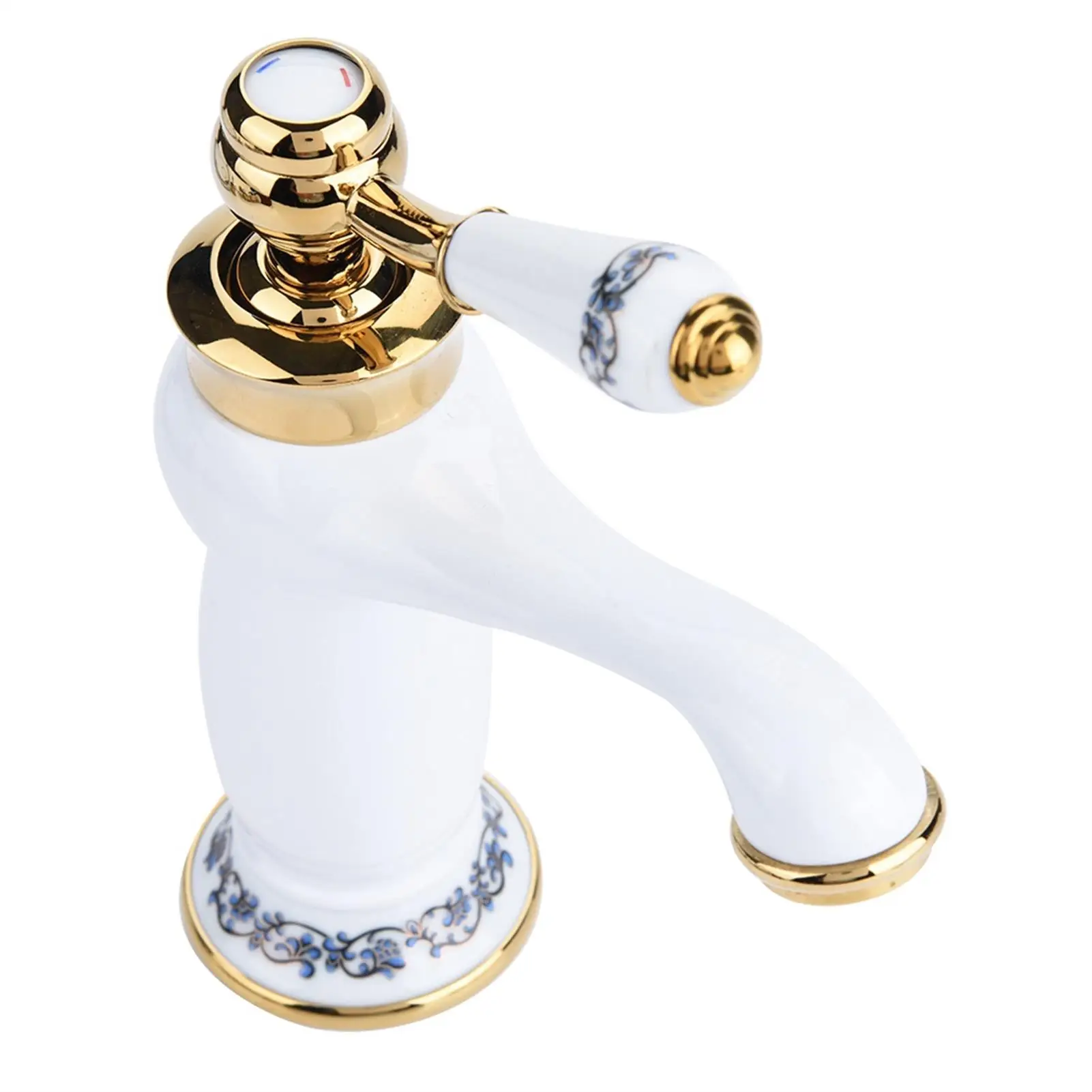 Floral Pattern Single Handle Mixer Tap - Cold/Hot Water Faucet for bathroom Basin Sink