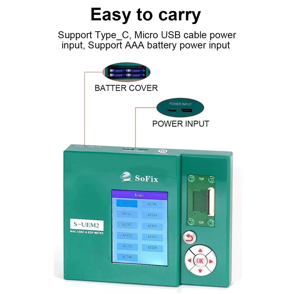 SoFix S-UEM2 USB-C and EDP Meter Connector Detector Of Logic Board, For Mac 2016-2020 A1706 A1708 A1707 A1989 A1990 A2141