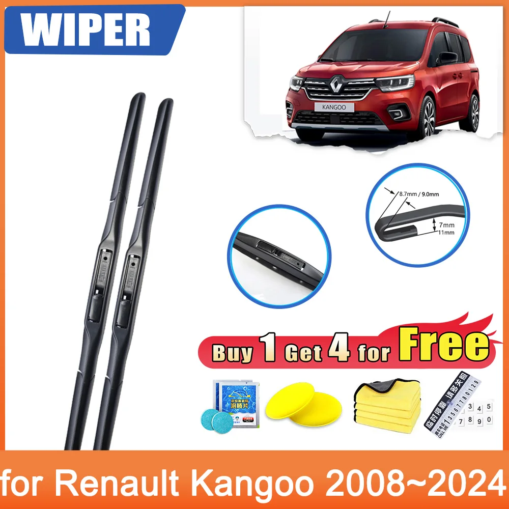 for Renault Kangoo 2 3 2008~2024 2016 2014 2013 Nissan NV250 Accessories Car Wipers Blades Front Window Brushes Winter Cleaning