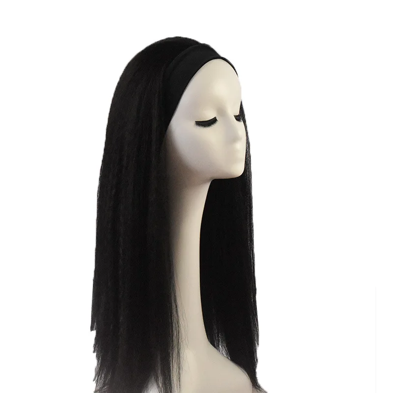 Ijs Zijde Haarband Pruik Afrikaanse Mode Yaki Lang Steil Haar Trend Hoofddeksel Hoofdband Pruik Natuurlijke Stijl