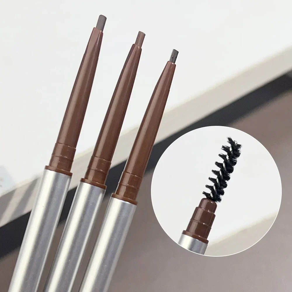 Waterproof Matte Eyebrow Pen Makeup Double Head Lasting Black Brown Grey Non-Smudged Eye Brow Pencil Tint with Brush Cosmetics