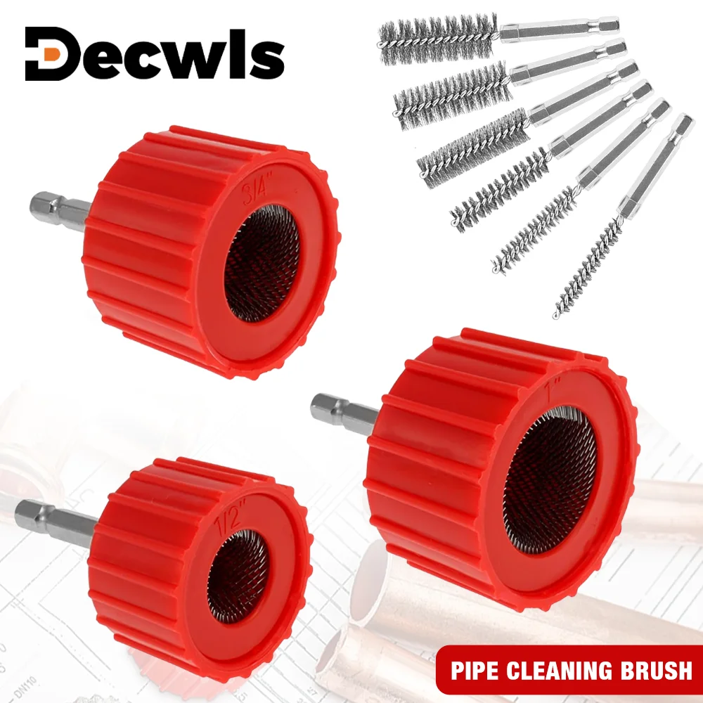 3/9/15Pcs metal pipe/copper pipe cleaning brush, grinding/rust removal tools,copper wire/stainless steel drilling cleaning brush