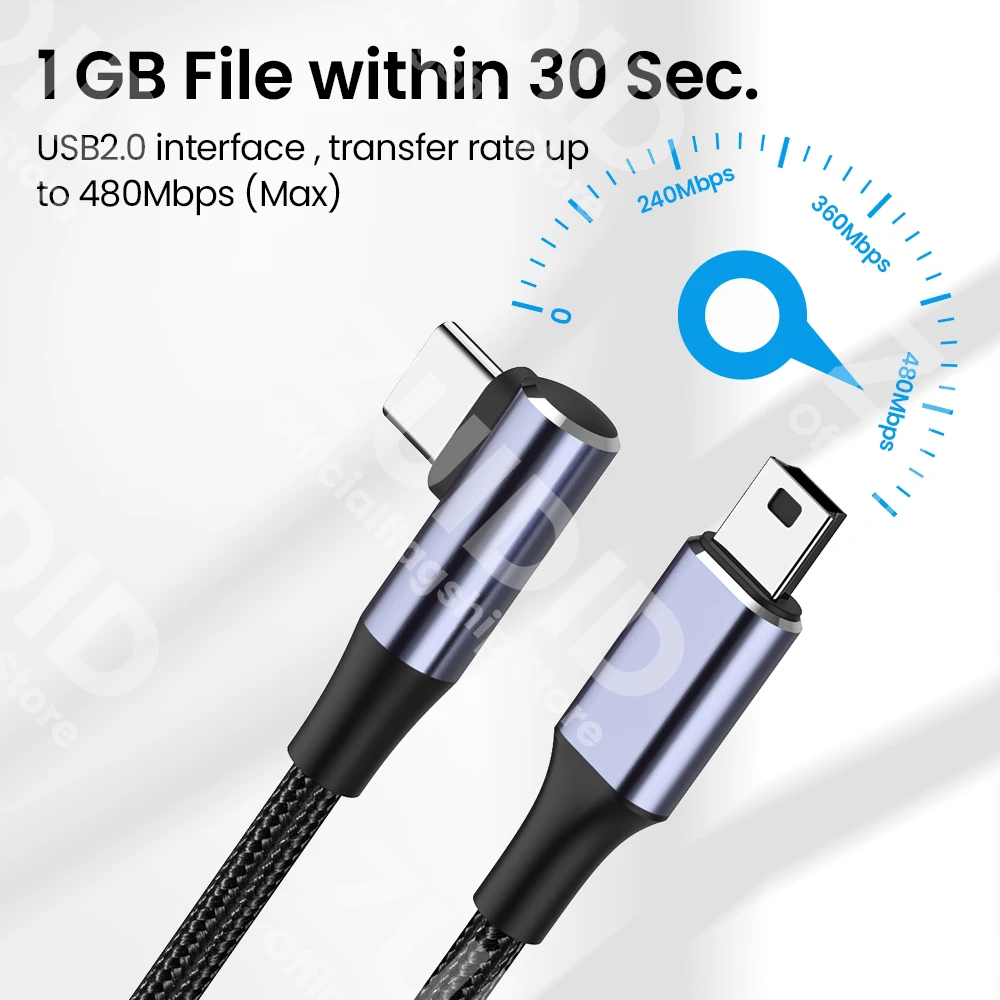 Mini USB Cable Mini USB to USB-A/Type-C Fast Data Charger Cable for MP3 MP4 Player Car DVR GPS Digital Camera HDD Mini USB 2.0