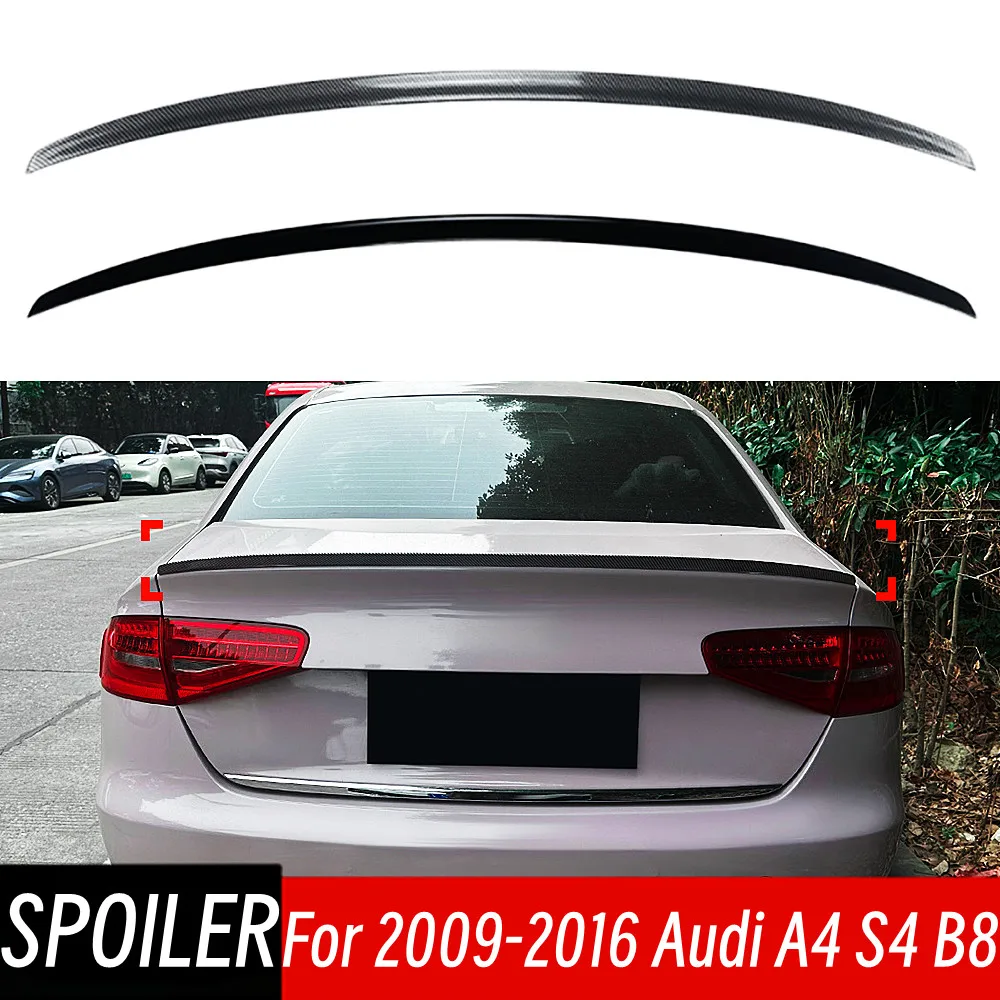

For 2009-2016 Audi A4 S4 B8 Bodykit Car Rear Trunk Lid Boot Ducktail Lip Spoiler Wings Black Carbon Exterior Accessories Part