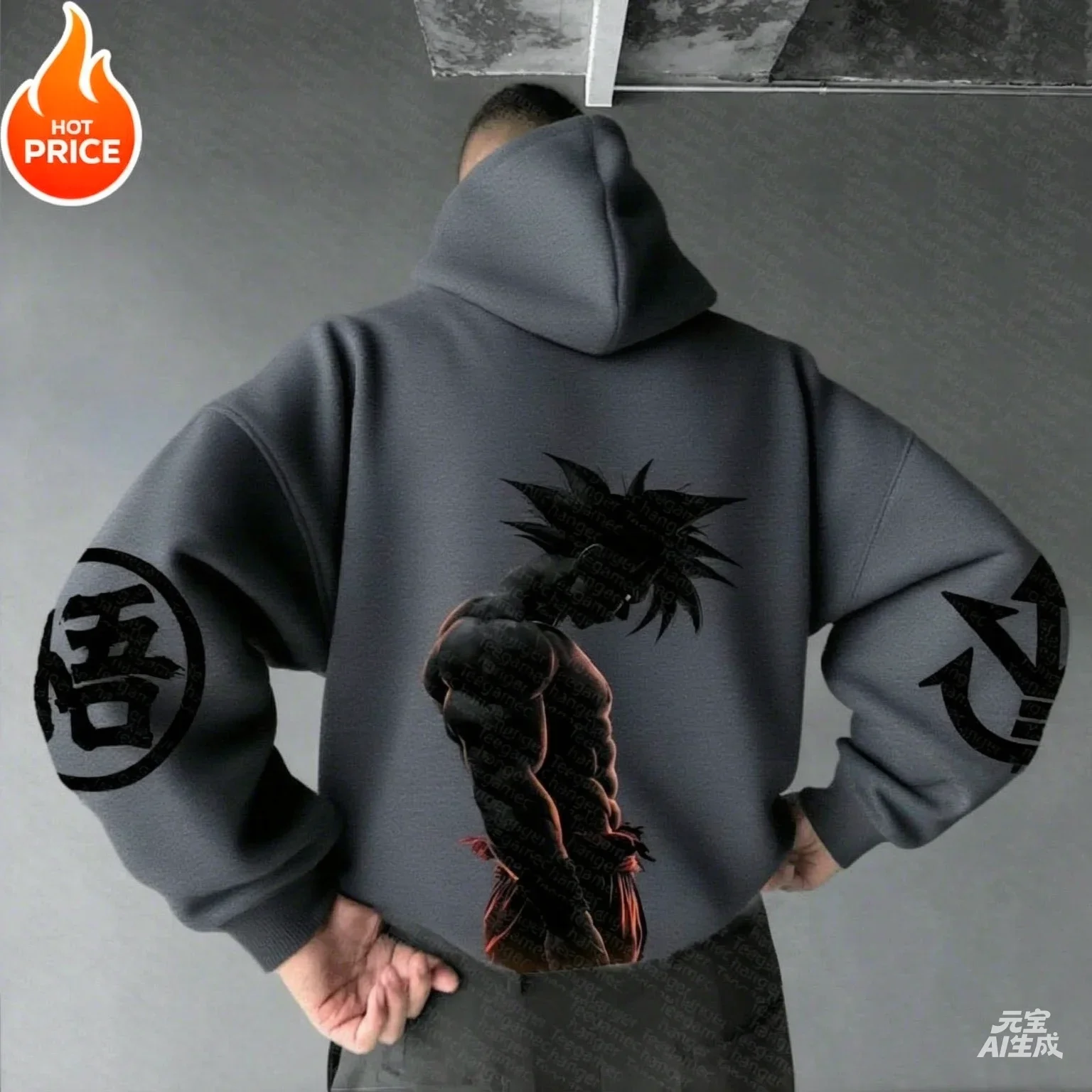 2026/27 Dragon Ball Goku Saiyan Harajuku Street Dress Herbst Eltern-Kind Retro Hoodie Winter Oversized Hoodie Langarm – Detail 9