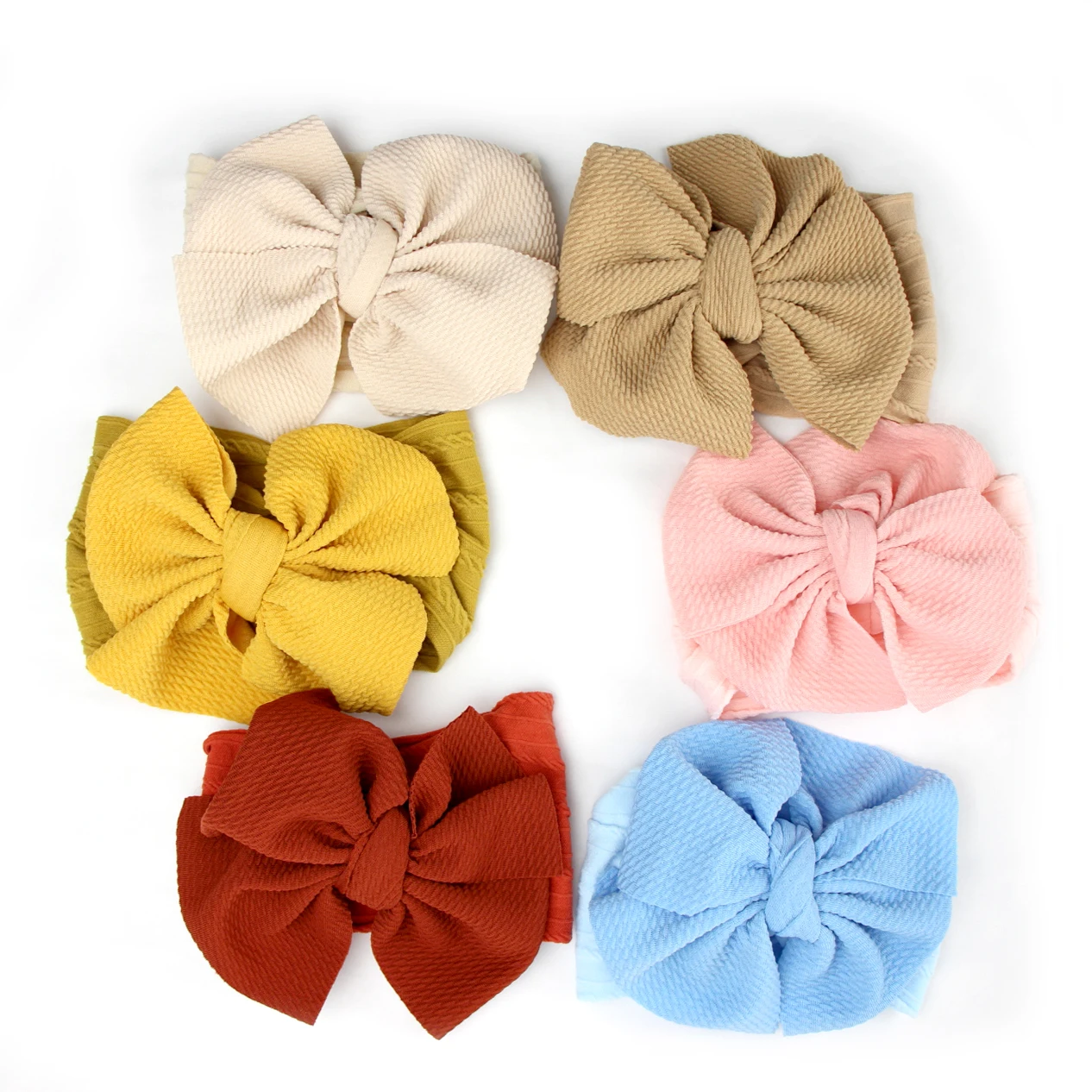 Breites Nylon-Baby-Stirnband, großer Haarschleife, Turban, Kinder-Haarschmuck, gepunkteter Stoff, Schleife, Kopfbedeckung, Haarbänder, solide Stirnbänder für Kleinkinder