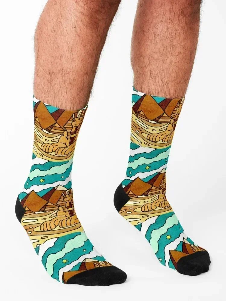 جوارب الأهرامات المصرية زهور عيد الميلاد مع جورب مضحك مطبوع للرجال جوارب نسائية #3