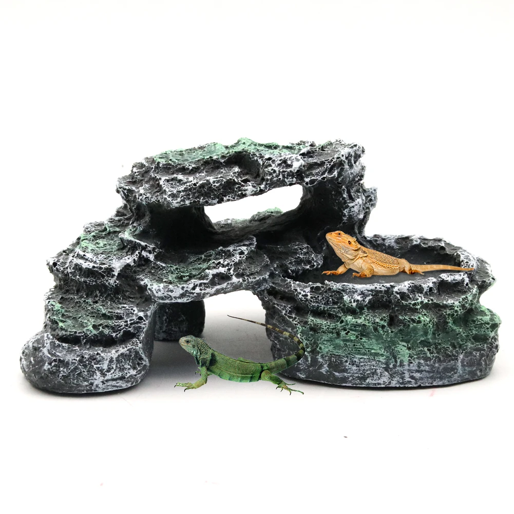 

Reptile Hideout Cave Turtle Basking Platform, Simulation Rock for Gecko, Lizards, Tortoise, Aquarium Decor, Fish Hide Habitat