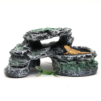 Reptile Hideout Cave Turtle Basking Platform,Simulation Rock for Turtle/Gecko/Lizard/Tortoise, Aquarium Decor Fish Hide Habitat