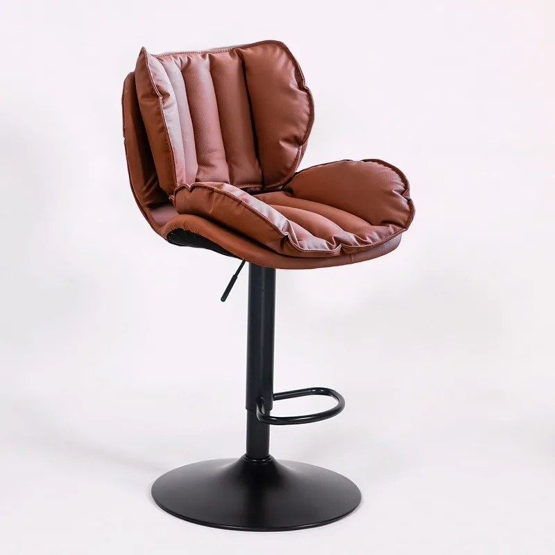 Bar chair household light luxury stainless steel high stool lift rotating chair high  chair backrestr stool