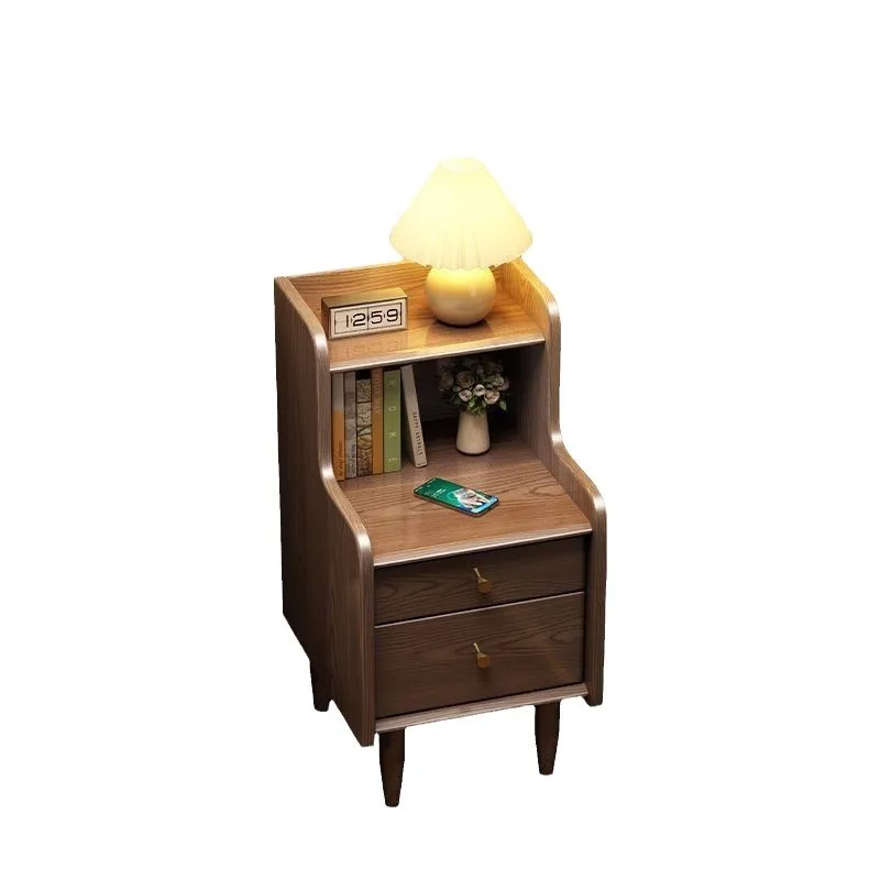 Table de chevet haut de gamme en bois massif, étagères domestiques simples et modernes