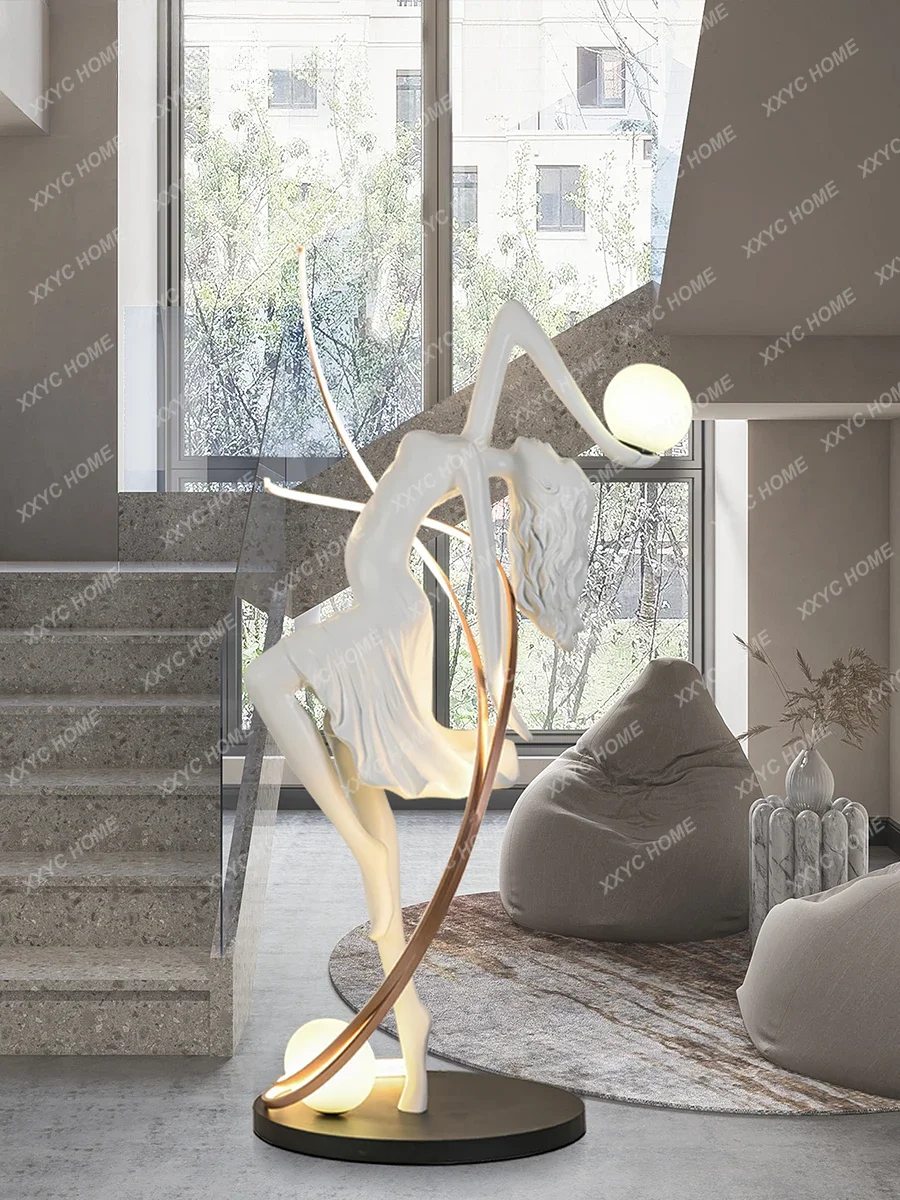 Home Stairs Dance Goddess Art Decorative Creative Floor Lamp Big Decorations