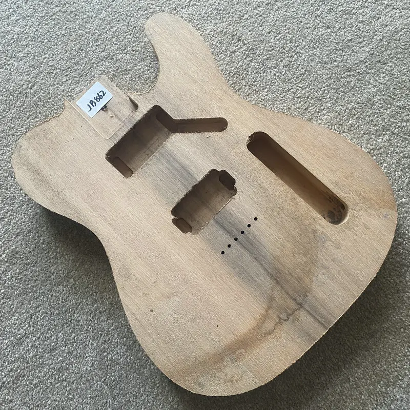 JB862 Wood Surface Dirty and Damages Semi Finishing Tele Electric Guitar Body 2 Humbucker Pickups String Through Body DIY USE