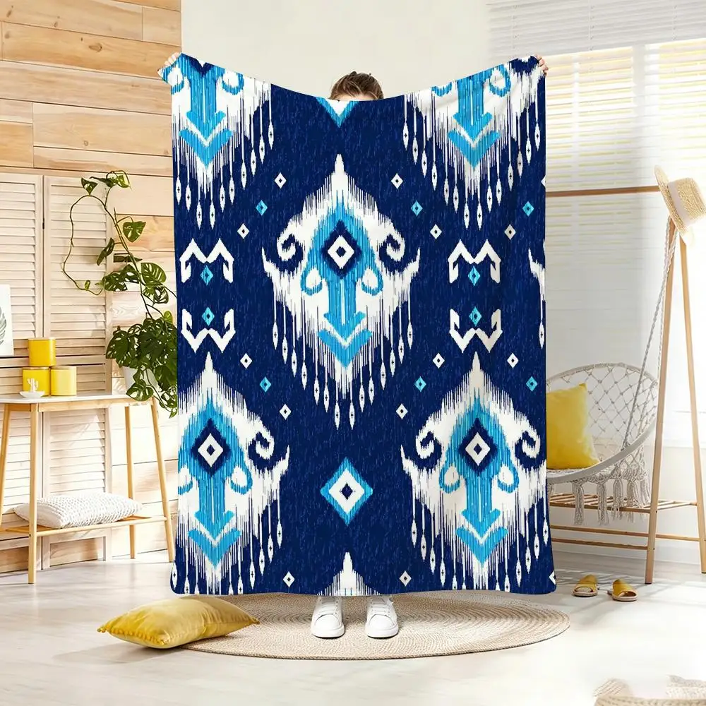 Slavic Traditional Throw Blanket Ethnic Cross Stitch Geometric Pattern Couch Sofa Soft Bedding Quilt Boho Vintage Room Decor