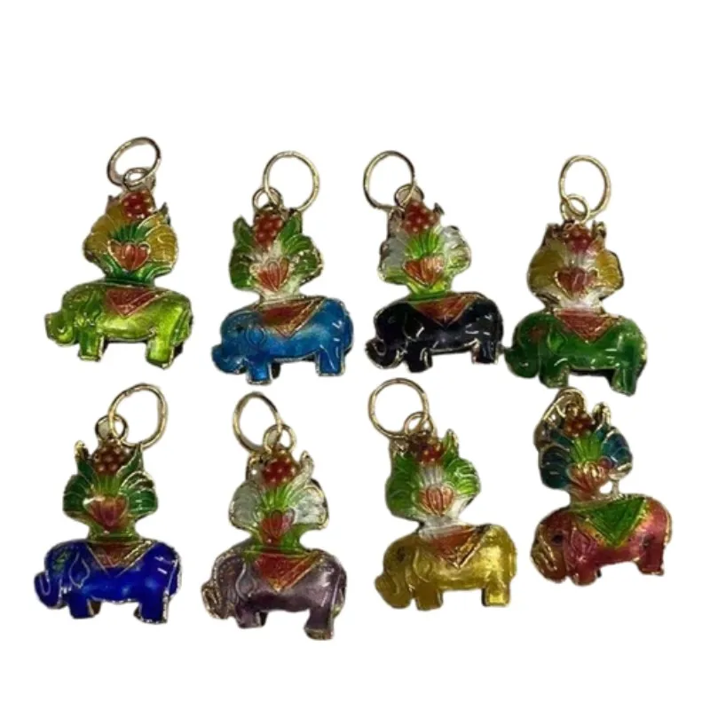 10Pcs Cute Cloisonne Enamel Elephant Charms DIY Jewelry Making Findings Animal Pendants China intangible cultural heritage