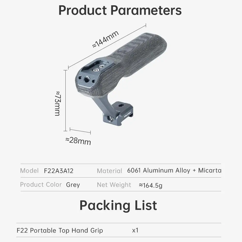 Falcam f22a3a12 f22 alça de mão superior portátil para gaiola de câmera para luz microfone monitor braço expansão f22 sistema liberação rápida