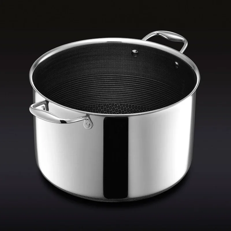 HexClad Mixing Nonstick 10-Quart Stockpot with Tempered Glass Lid, Dishwasher Safe, Induction Ready