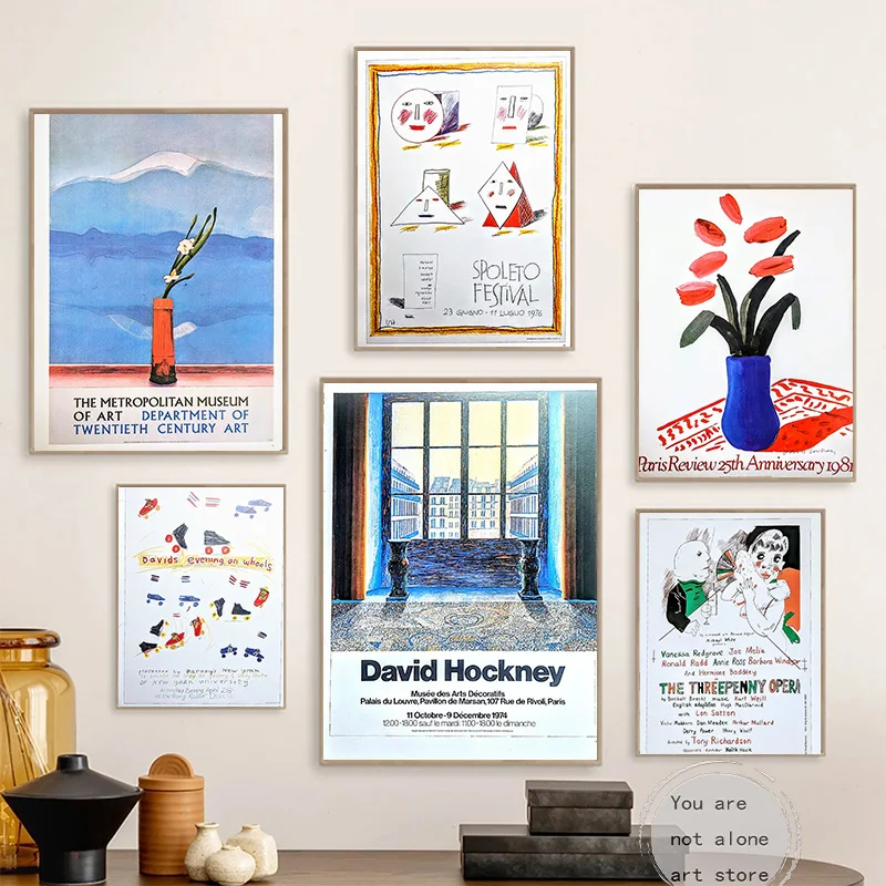 David Hockney Exhibition Still Life Book 1987 Two Vases in The Louvre Art Posters Canvas Painting Wall Prints Picture Home Decor