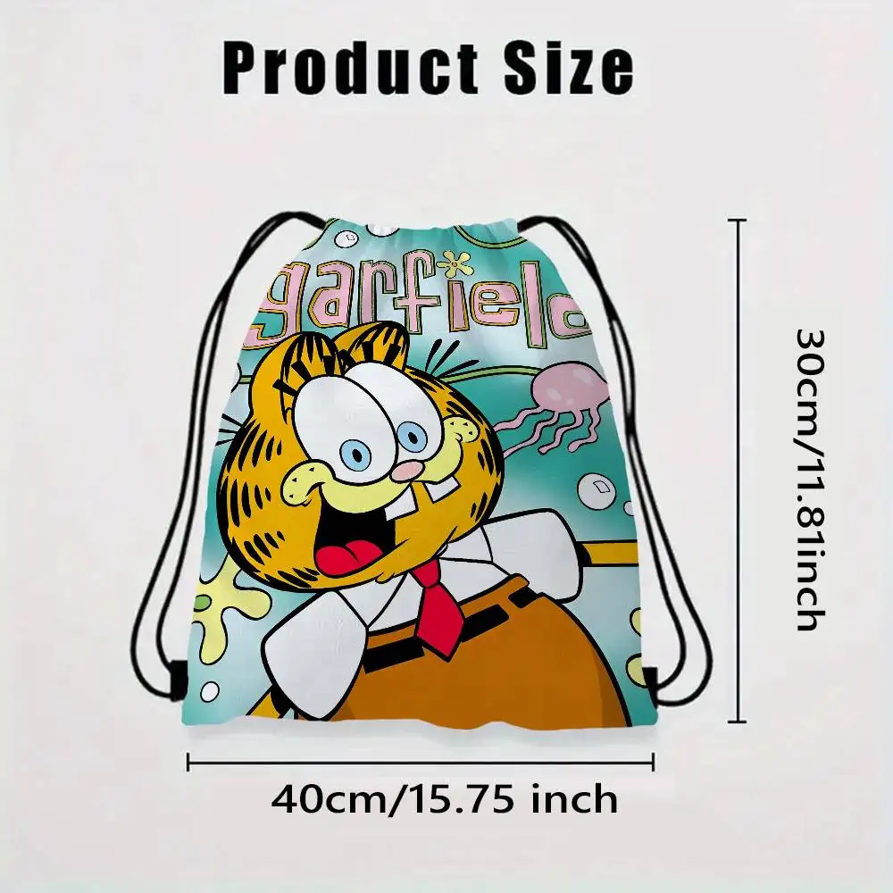 Anime G-Garfields Cat Cartoon Drawstring Bags Sports Backpack Gym Sackpack String Bag for Yoga