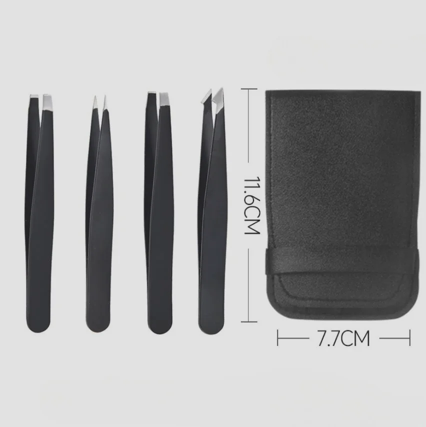 4Pcs Eyebrow tweezers for Pull out eyebrows trim eyebrows and pull out beards Stainless steel eyebrow clip Removal Makeup Tools